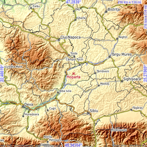 Topographic map of Hopârta