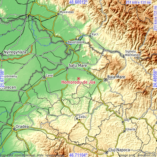 Topographic map of Homorodu de Jos