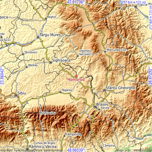 Topographic map of Homorod