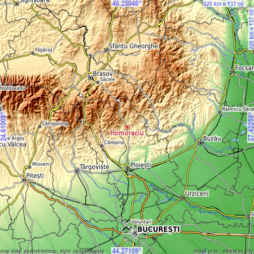 Topographic map of Homorâciu