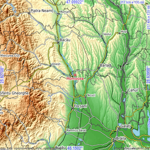 Topographic map of Homocea