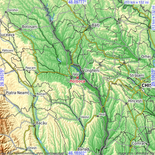 Topographic map of Holboca