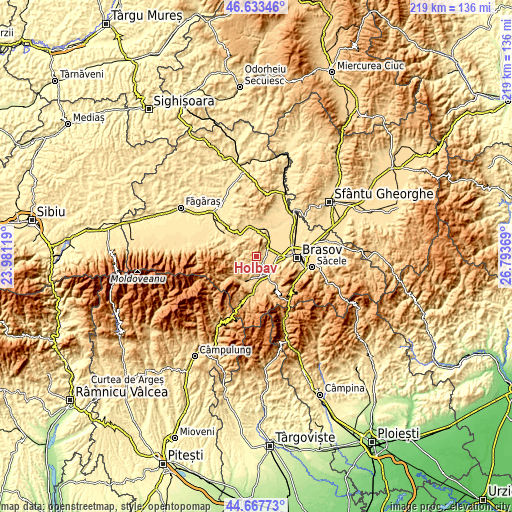 Topographic map of Holbav