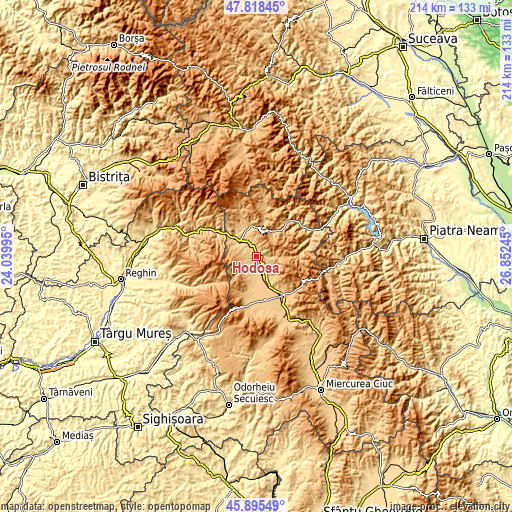 Topographic map of Hodoșa