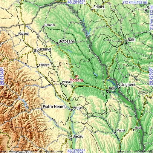 Topographic map of Hodora