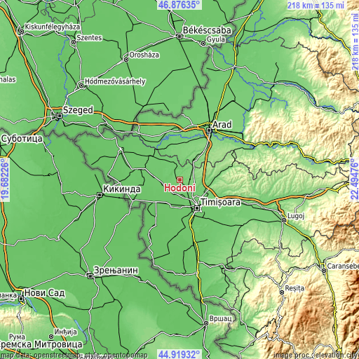 Topographic map of Hodoni