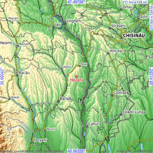 Topographic map of Hoceni