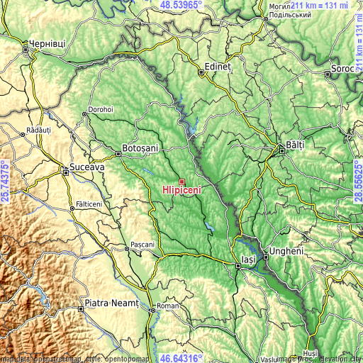 Topographic map of Hlipiceni