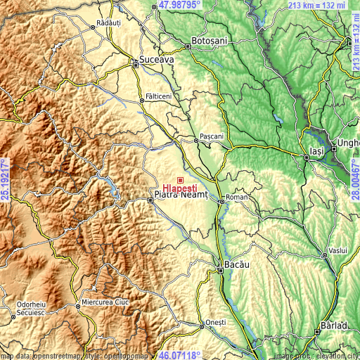 Topographic map of Hlăpești