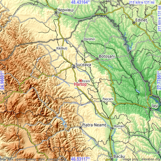 Topographic map of Hârtop