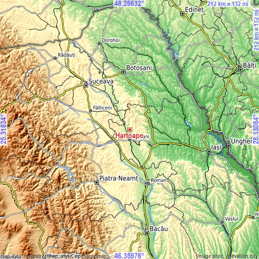 Topographic map of Hârtoape
