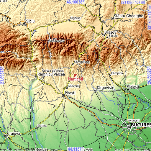 Topographic map of Hârtieşti