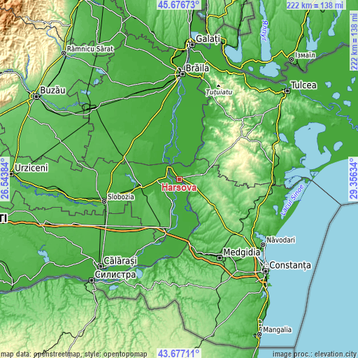 Topographic map of Hârşova