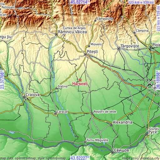 Topographic map of Hârseşti