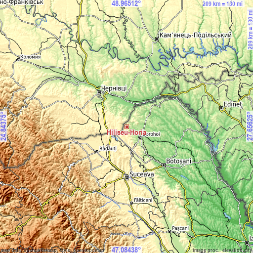 Topographic map of Hilişeu-Horia