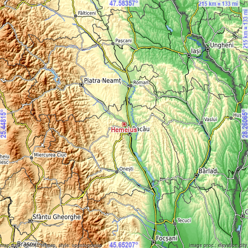 Topographic map of Hemeiuș