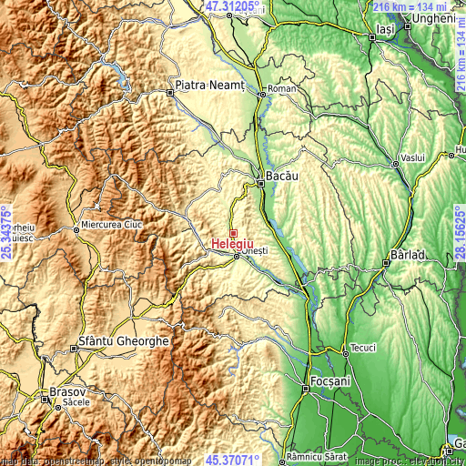 Topographic map of Helegiu