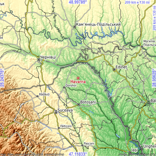 Topographic map of Havârna