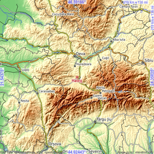 Topographic map of Haţeg