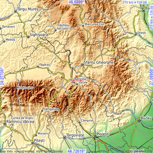 Topographic map of Hărman