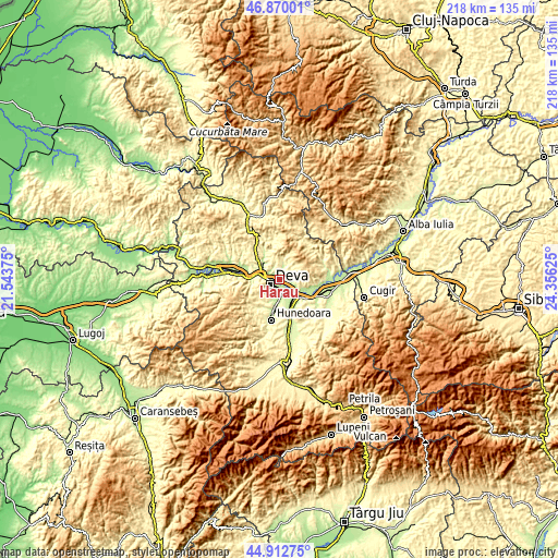 Topographic map of Hărău