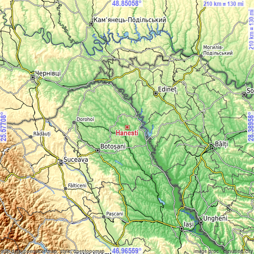 Topographic map of Hăneşti