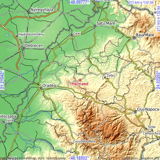 Topographic map of Halmăşd