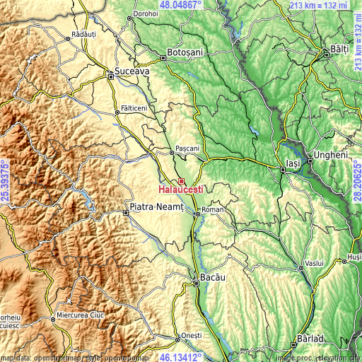 Topographic map of Hălăuceşti