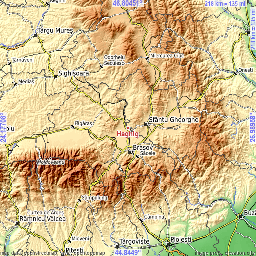 Topographic map of Hăghig