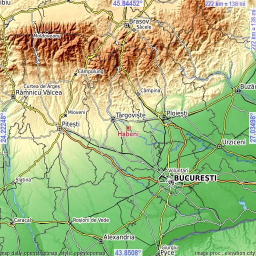 Topographic map of Hăbeni