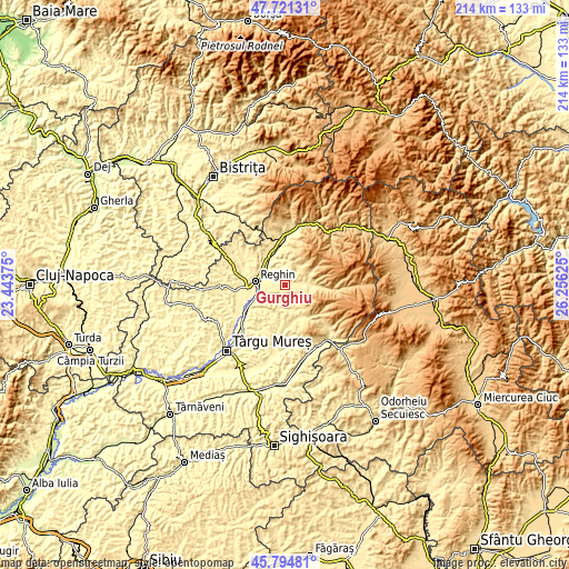 Topographic map of Gurghiu