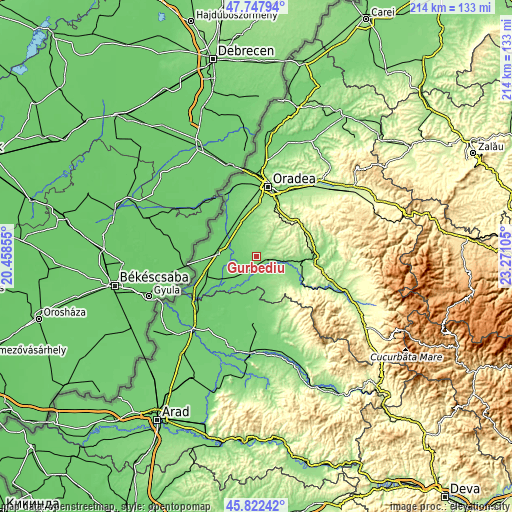 Topographic map of Gurbediu