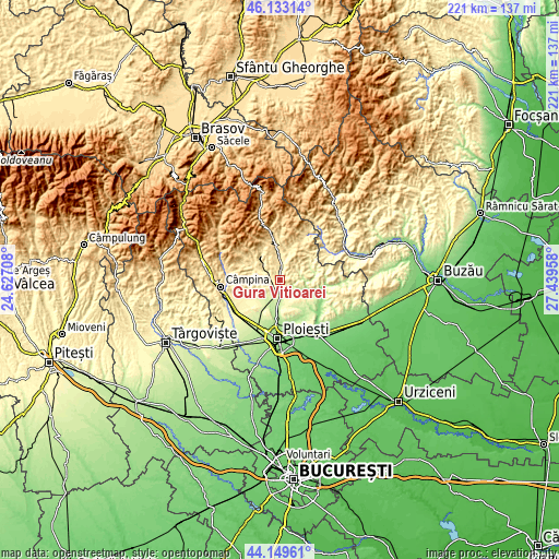 Topographic map of Gura Viţioarei