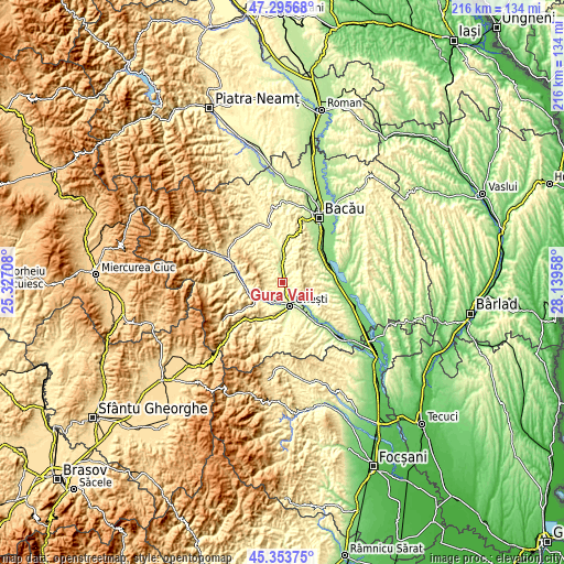 Topographic map of Gura Văii