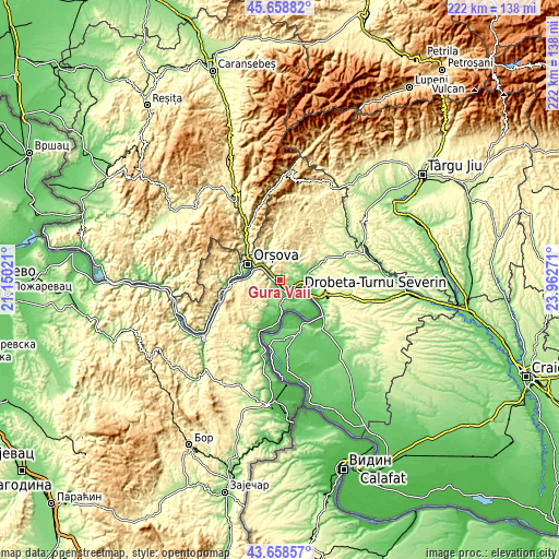Topographic map of Gura Văii