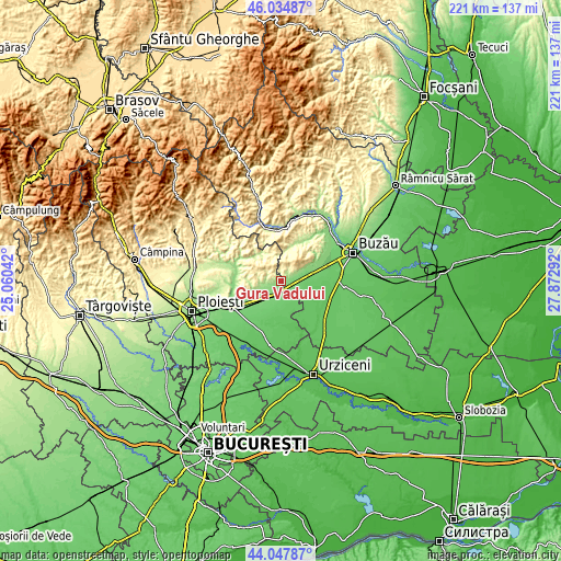 Topographic map of Gura Vadului