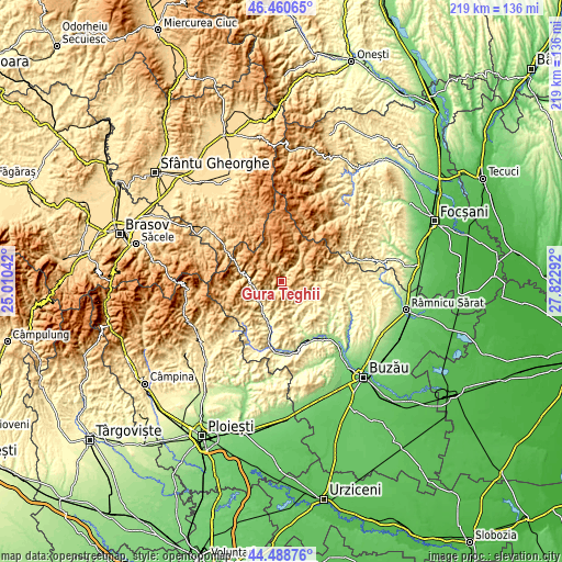 Topographic map of Gura Teghii