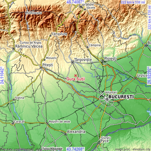 Topographic map of Gura Şuţii