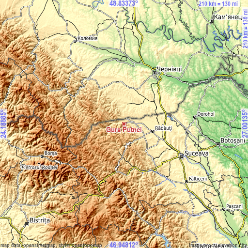 Topographic map of Gura Putnei