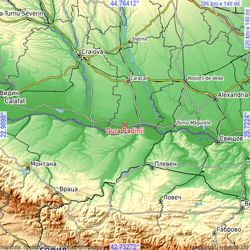 Topographic map of Gura Padinii
