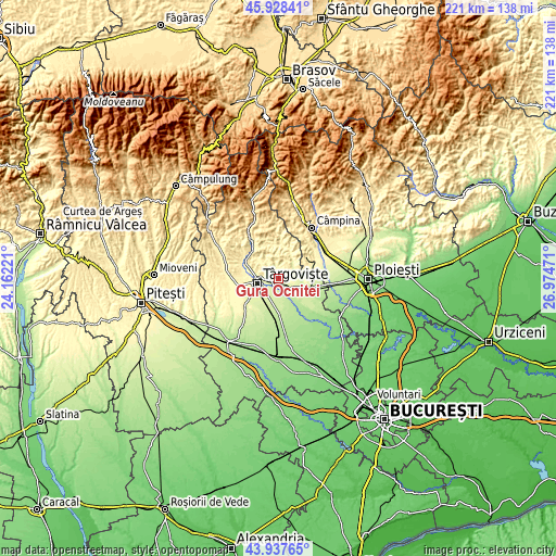 Topographic map of Gura Ocniței