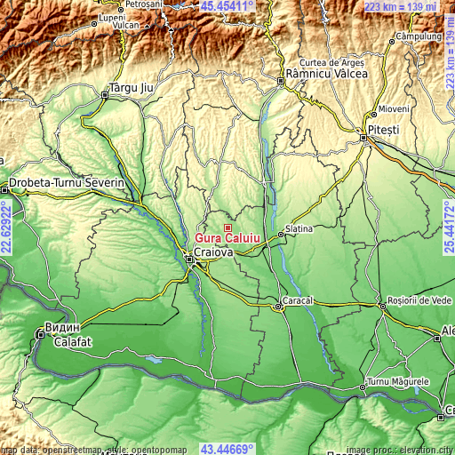 Topographic map of Gura Căluiu