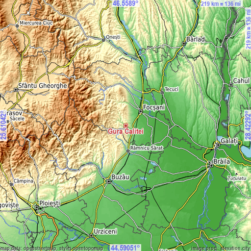 Topographic map of Gura Caliţei