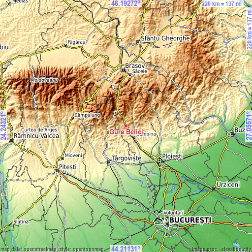Topographic map of Gura Beliei
