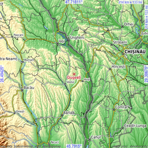 Topographic map of Gugești