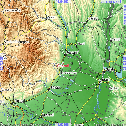 Topographic map of Gugeşti