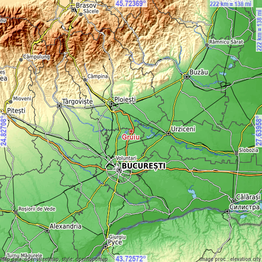 Topographic map of Gruiu