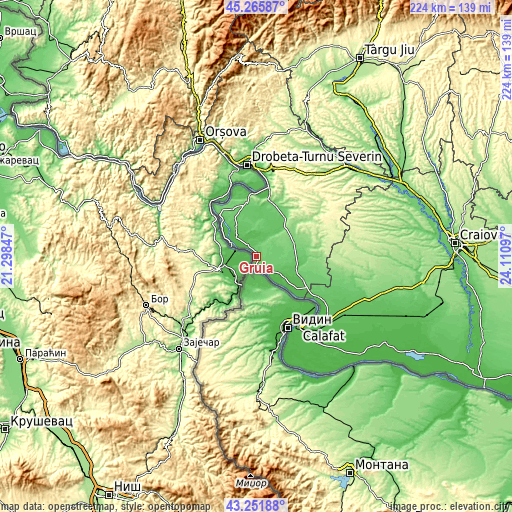 Topographic map of Gruia