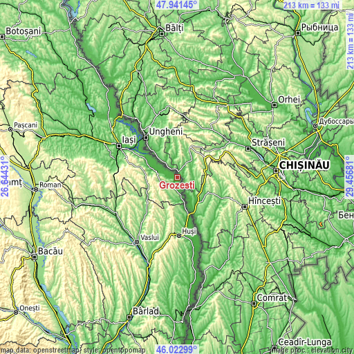 Topographic map of Grozeşti