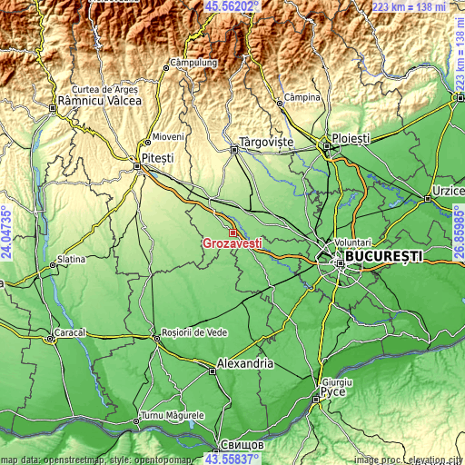 Topographic map of Grozăvești